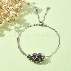 Natural Amethyst Bullet Link Slider Bracelets&nbsp;BJEW-JB09901-01