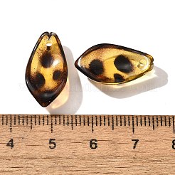 透明なアクリルパーツ  ヒョウプリント模様  花弁  19.5x10.5x5mm  穴：1.6mm&nbsp;OACR-D303-01J