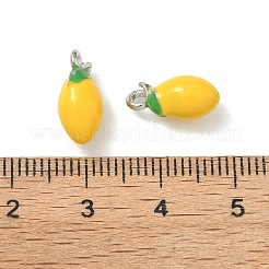 合金エナメルチャーム  マンゴー  プラチナ  13.5x6.5mm  穴：1.6mm&nbsp;FIND-G108-03A-P