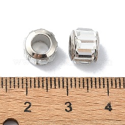 ガラスヨーロピアンビーズ  鉄製の  コラム  透明  9x7mm  穴：5mm&nbsp;GLAA-C032-01