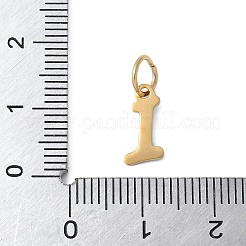 304ステンレススチールエナメルチャーム  丸カン付き  イオンプレーティング（ip）  ゴールドカラー  文字I  11.5x5.5x1mm  丸カン：6x0.8ミリ  4.5mm内径&nbsp;STAS-G353-01G-I