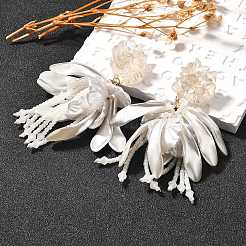 合金＆スターリングシルバー＆アクリルダングルスタッドピアス  花  ゴールドカラー  925mm&nbsp;EJEW-Q013-06A