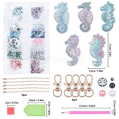 DIY 5D Sea Horse Diamond Painting Keychain Kit&nbsp;DIY-WH0161-59A
