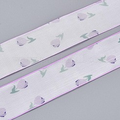 片面プリントポリエステルサテンリボン  花柄  ギフト包装用  ライラック  1-1/2インチ（38mm）  約20.00ヤード（18.29m）/ロール&nbsp;SRIB-T009-05B