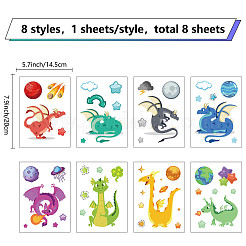 8 シート 8 スタイル pvc 防水壁のステッカー  粘着デカール  窓や階段の家の装飾用  長方形  ドラゴン  200x145mm  約1枚/スタイル&nbsp;DIY-WH0345-062