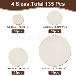 135Pcs 4 Styles Unfinished Wood Discs&nbsp;DIY-HY0001-78