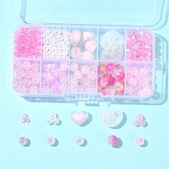 DIY ラウンド アクリル ビーズ ジュエリー作り ファインディング キット  ピンク  4~16x4~21x4~10.5mm  穴：1~2.5mm&nbsp;DIY-FS0007-05