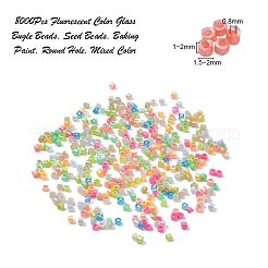 8000Pcs 10 Colors Fluorescent Color Glass Bugle Beads&nbsp;SEED-YW0001-32