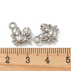 変色しない304ステンレススチールチャーム  カニチャーム  ステンレス鋼色  12.5x11x4mm  穴：1.8mm&nbsp;STAS-N103-81P