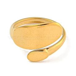 Ion Plating(IP) 304 Stainless Steel Oval Open Cuff Ring for Women&nbsp;RJEW-A043-33G