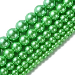 染めグラスパールラウンドビーズ連売り  アクアマリン  4mm / 6mm / 8mm / 10mm / 12mm  穴：1mm  約70~216個/連&nbsp;HY-X0001-04