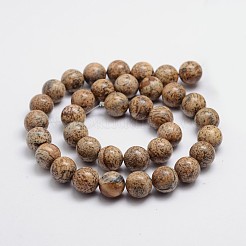 ラウンド天然のピクチャージャスパービーズ連売り  6mm  穴：1mm  約59~61個/連  15インチ&nbsp;X-G-L419-89