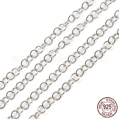 変色防止ロジウムメッキ スターリングシルバー ラウンドアズキチェーン 925本  ハンダ付け  プラチナ  リンク：3.5x0.5mm&nbsp;STER-F052-10P