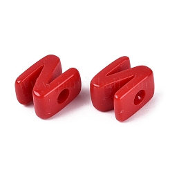 オペークアクリルヨーロピアンビーズ  大穴ビーズ  文字N  クリムゾン  21x17x13.5mm  穴：6mm  約150個/500g&nbsp;OACR-M027-01N-11