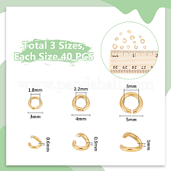 120個 3スタイル 304ステンレススチールオープン丸カン  ゴールドカラー  18~22ゲージ  4~5x1mm  内径：1.8~3mm  40個/スタイル&nbsp;STAS-UN0060-82