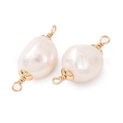Natural Pearl Rice Connector Charms&nbsp;KK-Z152-01G-03