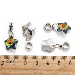 チベット風合金大穴ヨーロピアンダングルチャーム  電気メッキガラススターチャーム付き  アンティークシルバー  26mm  穴：5mm&nbsp;PALLOY-JF00040