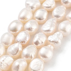 天然養殖淡水パールビーズ連売り  研磨両側  グレード5 A  ホワイト  7~8mm  穴：0.6mm  約20~22個/連  7.28''（18.5センチメートル）&nbsp;PEAR-P062-28I