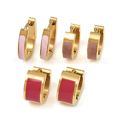 304 Stainless Steel Enamel Hoop Earrings&nbsp;EJEW-K268-20G-01