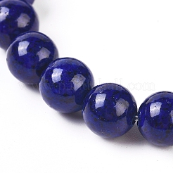 Natural Sesame Jasper Imitation Lapis Lazuli Round Bead Stretch Bracelets&nbsp;BJEW-L593-A08-1