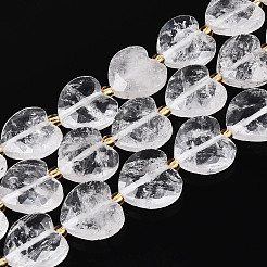 天然石クオーツクリスタルビーズ連売り  水晶  多面カットハート  シードビーズで  12.5~13.5x13.5~14.5x5.5~6.5mm  穴：0.8~1mm  約26~28個/連  14.76~16.73インチ（37.5~42.5cm）&nbsp;G-P592-B19-01