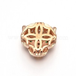 Rack Plating Brass Micro Pave Cubic Zirconia Leopard Hollow Beads&nbsp;ZIRC-I012-18RG-RS
