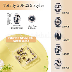 20Pcs 5 Styles Tibetan Style dZi Agate Beads&nbsp;G-TA0002-67