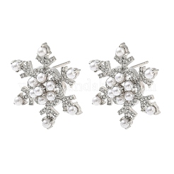 Snowflake Brass Micro Pave Cubic Zirconia Stud Earrings&nbsp;EJEW-G452-03P