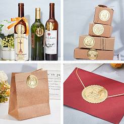 プラスチック製の粘着式金箔エンボスステッカー  メダル装飾ステッカー  カボチャ  5x5cm  4pcs /シート&nbsp;DIY-WH0211-121