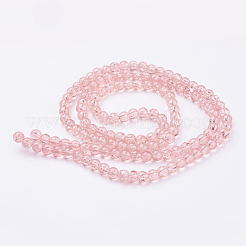 スプレープリントクラックガラスビーズ連売り  ラウンド  鮭色  6mm  穴：1.3~1.6mm  約133個/連  31.4インチ&nbsp;CCG-Q001-6mm-03