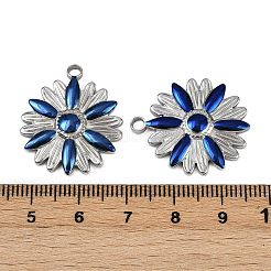 304ステンレススチールエナメルペンダント  花のチャーム  ダークブルー  25.5x22x3mm  穴：2.5mm&nbsp;STAS-L290-42P