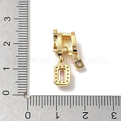 真鍮製マイクロパヴェキュービックジルコニアペンダント  ゴールドカラー  長方形  21mm  穴：3x6mm/ 3x8mm&nbsp;LS-KK-D383-03G-01