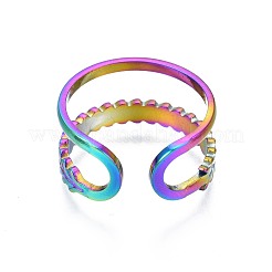 304ステンレススチールの葉巻きカフリング  女性のためのレインボーカラーオープンリング  usサイズ7 3/4(17.9mm)&nbsp;RJEW-N038-058
