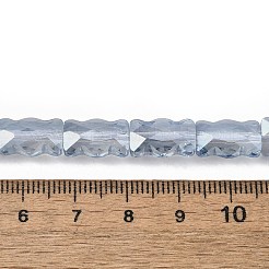 電気メッキガラスビーズセット  長方形  パール光沢メッキ  多面カット  スチールブルー  12.5x8x5.5mm  穴：1.2mm  約32個/連  15.98インチ（40.6cm）&nbsp;EGLA-L045-F-PL02