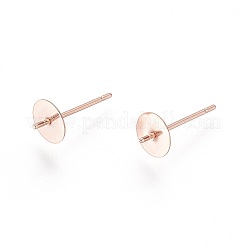 304ステンレススチールスタッドピアス金具  片穴パーツ用  ローズゴールド  13.5x6mm  ピン：0.8mm&nbsp;STAS-D448-089RG-6mm