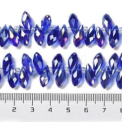 透明電気メッキガラスビーズ連売り  パール光沢メッキ  多面カット  ティードロップ  ミックスカラー  12x6mm  穴：0.6mm  約97個/連  17.91''（45.5センチメートル）&nbsp;GLAA-D022-06