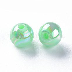 不透明なアクリルビーズ  ABカラーメッキ  ラウンド  アクアマリン  8x7mm  穴：2mm  約1745個/500g&nbsp;MACR-S370-D8mm-A05
