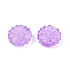 透明ガラスビーズ  花  焼き付け塗料  ミディアム蘭  16x15.5x7.5mm  穴：1.2mm&nbsp;LS-DGLA-E004-05B