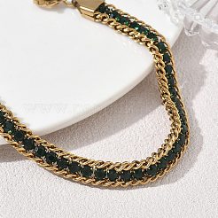 304 Stainless Steel Rhinestone Tennis Bracelets with Twisted Chains&nbsp;SA-CBABBEA-04G-06