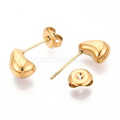 304ステンレススチールスタッドピアス  イオンプレーティング（ip）  ティアドロップ  14KGP本金メッキ  9.5x5mm&nbsp;EJEW-T047-09G