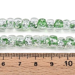 光沢のある手作りの銀箔ガラスビーズ連売り  ロンデル  暗闇で光る  ライムグリーン  7~8.5x4.5~6.5mm  穴：1~1.5mm  約80個/連  16.34インチ（41.5cm）&nbsp;FOIL-N029-02B-06