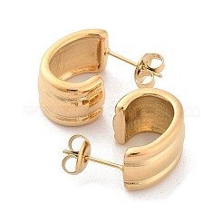 304ステンレススチールスタッドピアス  ハーフフープピアス  14KGP本金メッキ  16x10.5mm&nbsp;EJEW-H115-21G
