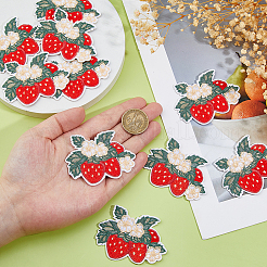 ポリエステル刺繍布パッチ10個  機械刺繍布地手縫い/アイロンワッペン  マスクと衣装のアクセサリー  アップリケ  苺  レッド  50x68x1.5mm&nbsp;PATC-HS0001-08