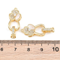 真鍮製マイクロパヴェクリアキュービックジルコニアフォールドオーバルクラスプ  花  シェルと  18KGP本金メッキ  25mm&nbsp;KK-CBABC34-04G