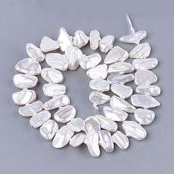 電気メッキシェルパールビーズ連売り  チップ  乳白色  6~13x10~36x3~7mm  穴：1mm  約38~42個/連  13.7インチ&nbsp;X-SSHEL-S261-01F