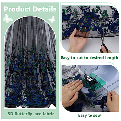 ポリエステル刺繍レース繊維  DIYアクセサリー  ちょうの模様  ミッドナイトブルー  1740mm  3ヤード/個&nbsp;DIY-WH0899-34A