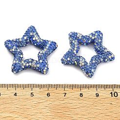 星型ポリマー粘土ラインストーンビーズ  ジュエリーキーホルダー作りのためのフォーカルビーズ  ライトサファイア  32.5x33.5x6.5mm  穴：1.8mm&nbsp;CLAY-NH0001-06H