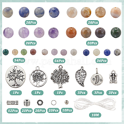 DIY Natural Gemstone Beads & Alloy Tree of Life Charms Bracelets Making Kits&nbsp;DIY-SC0030-81