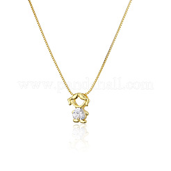 Brass Pave Heart Cubic Zirconia Girl Pendant Box Chain Necklaces&nbsp;FS-WGE547A-02