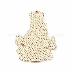 合金エナメルチャーム  キノコの家のチャームが付いたウサギ  レッド  30.5x23x1mm  穴：2mm&nbsp;ENAM-M055-03G-03